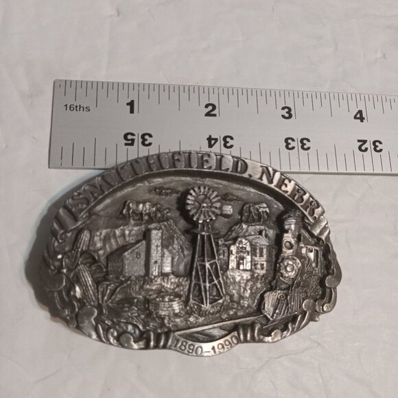 Dart Inc Smithfield Nebraska Centennial VTG Pewter Belt Buckle 1990 - Picture 4 of 5
